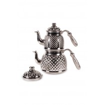 Bakır Çaydanlık & Piramit Desenli Gümüş